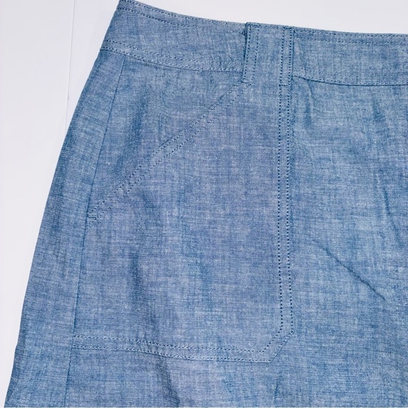 Talbots Blue Chambray Mini Skirt Pockets Women’s Plus Approx 24W Preppy Summer - Picture 2 of 7